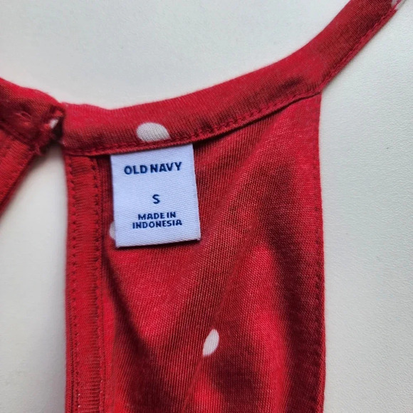 Old Navy Coral Polka Dot Pink Maxi Dress Sleeveless Dress Halter Keyhole Rayon S - Picture 12 of 14